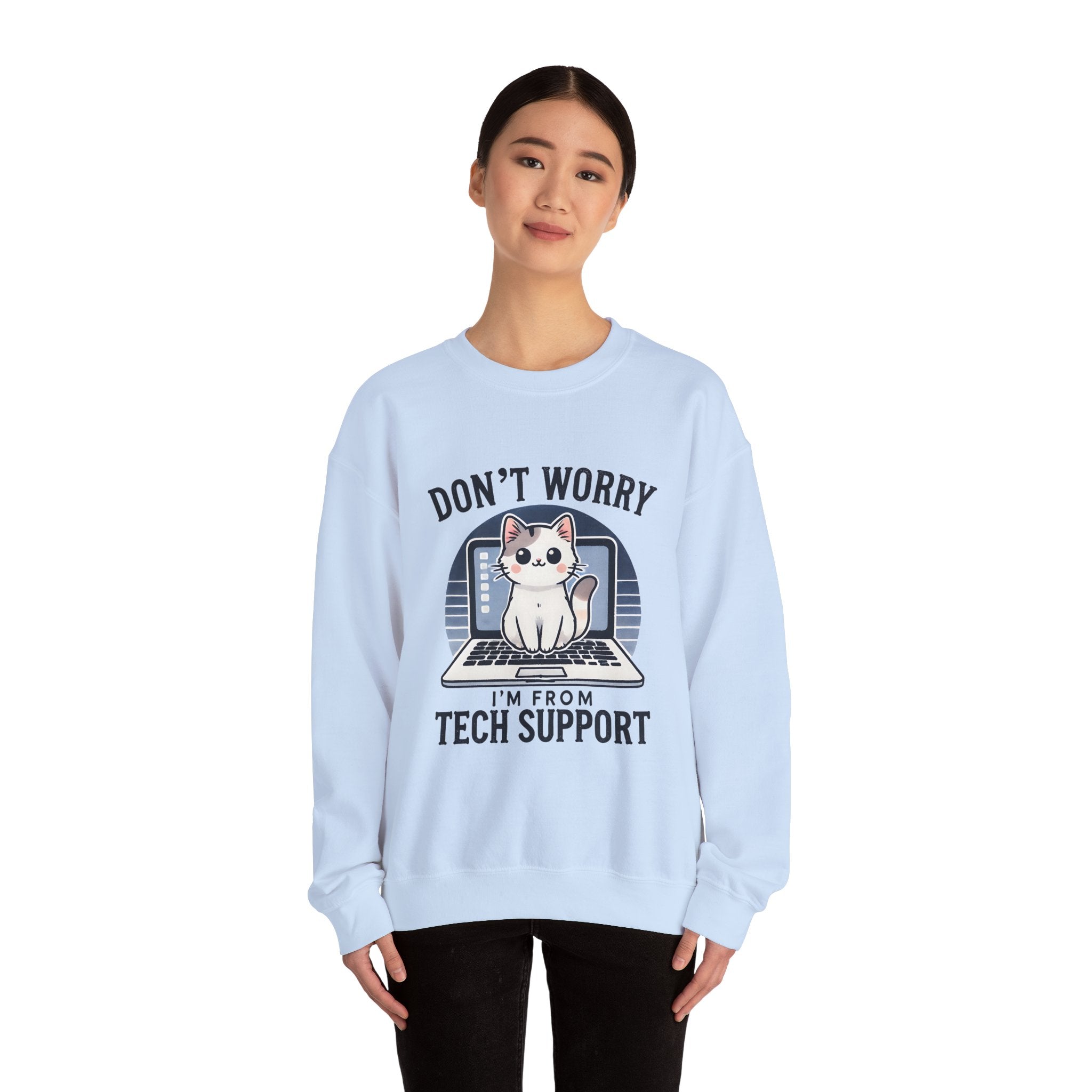 Tech Support Cat Crewneck Sweatshirt – Fun Gift for IT Lovers