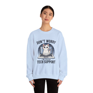 Tech Support Cat Crewneck Sweatshirt – Fun Gift for IT Lovers
