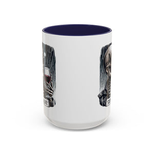 Stylish Skull Coffee Mug, Gothic Drinkware, Staying Alive Gift for Halloween, Funny Office Mug, Alternative Drinkware
