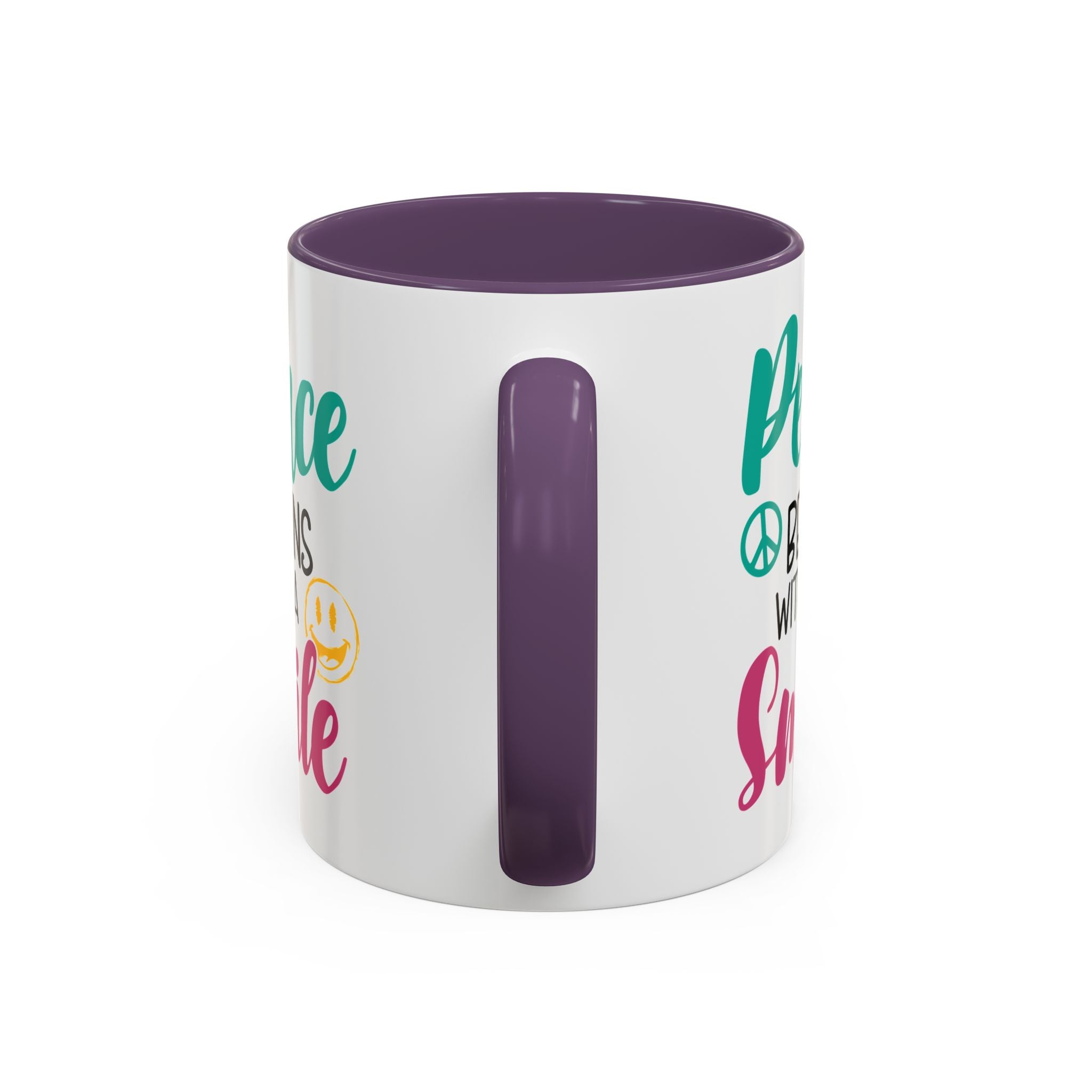 Inspirational Peace Coffee Mug - "Peace Begins with a Smile" - 11oz & 15oz