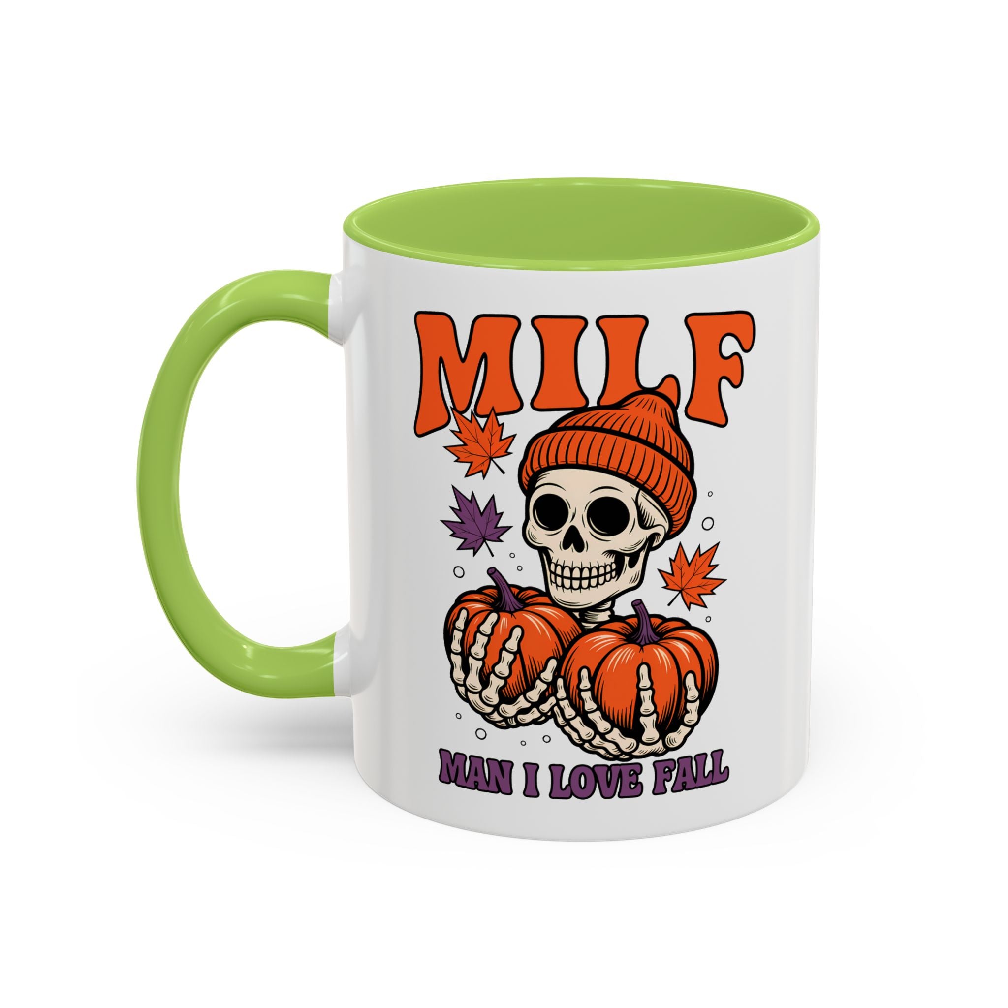 Halloween Pumpkin Skull Coffee Mug – "MILF: Man I Love Fall" funny adult humor sexy time joke