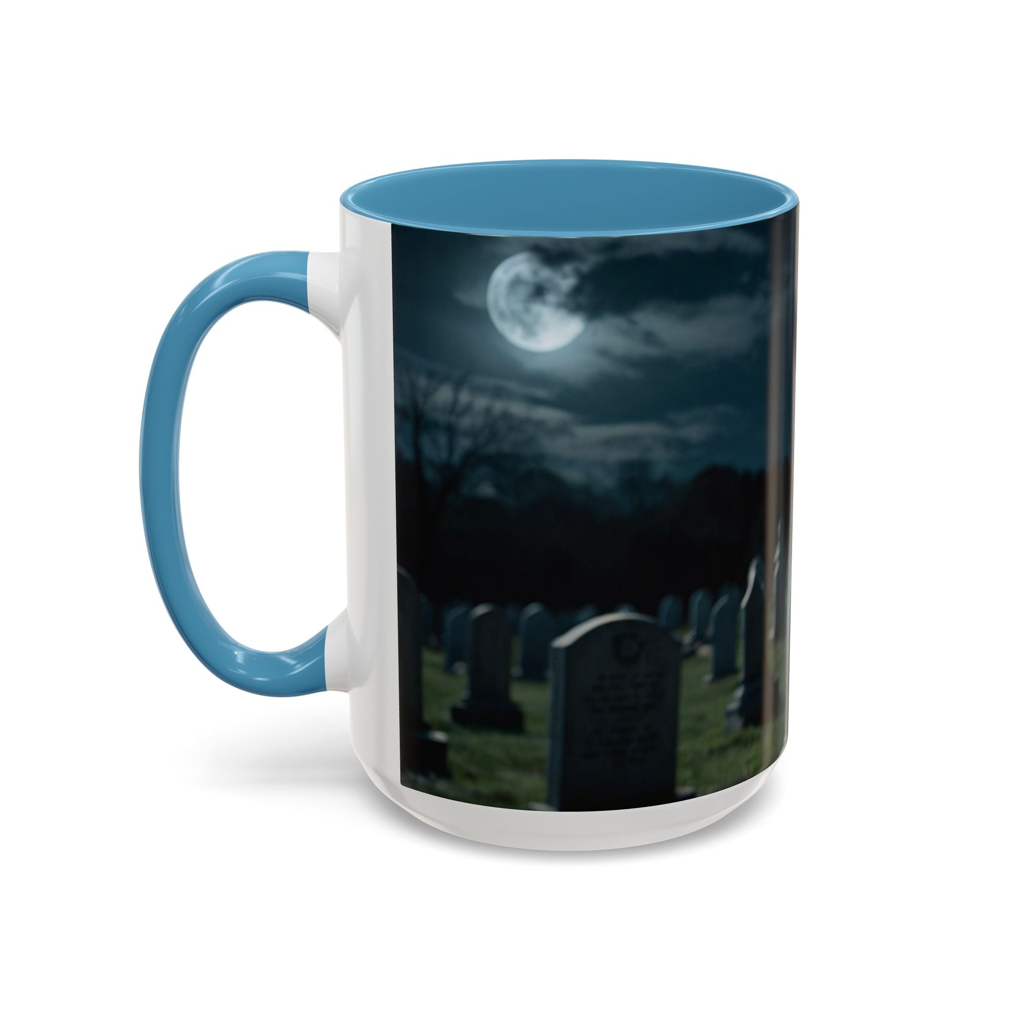werewolf Howling Wolf Accent Coffee Mug – Gothic Cemetery Night Design (11/15oz) fantasy horror