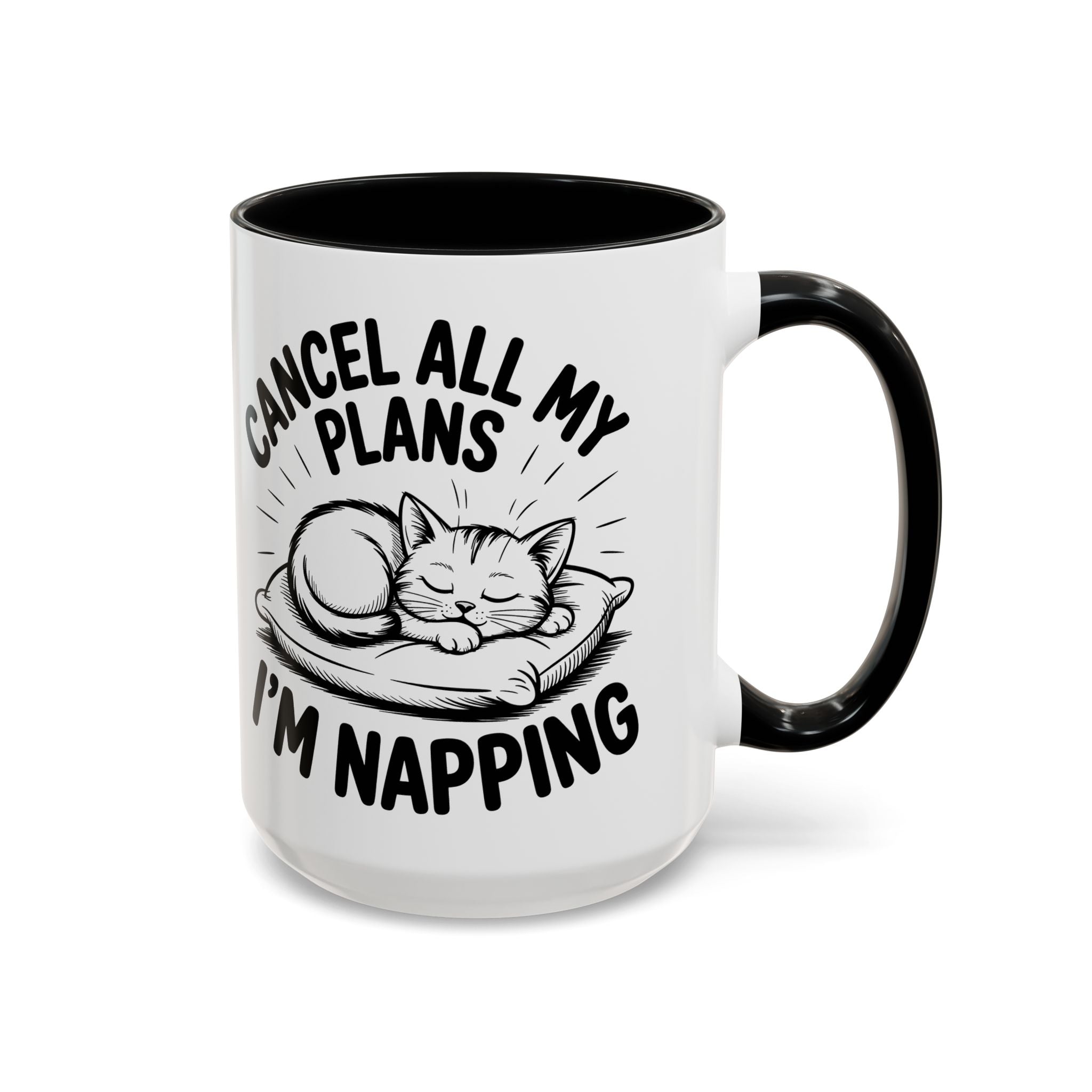 Accent Coffee Mug — "Cancel All My Plans I'm Napping" Cat Sleepy Coffee Mug