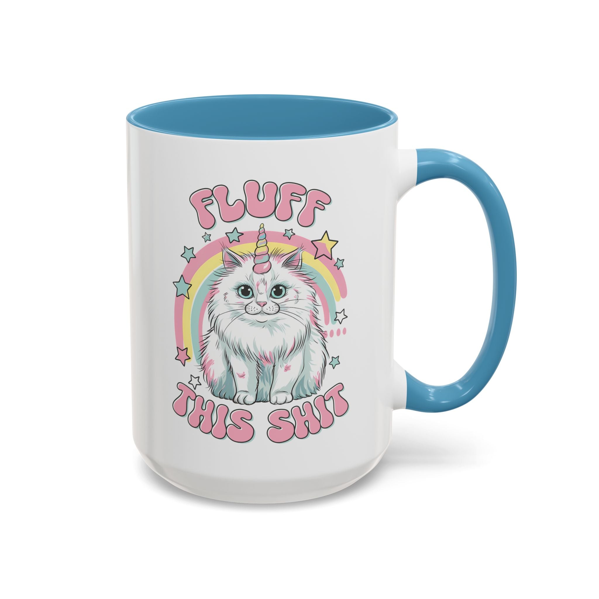 Whimsical Cat Coffee Mug - "Fluff This Shit" funny adult humor sarcasm