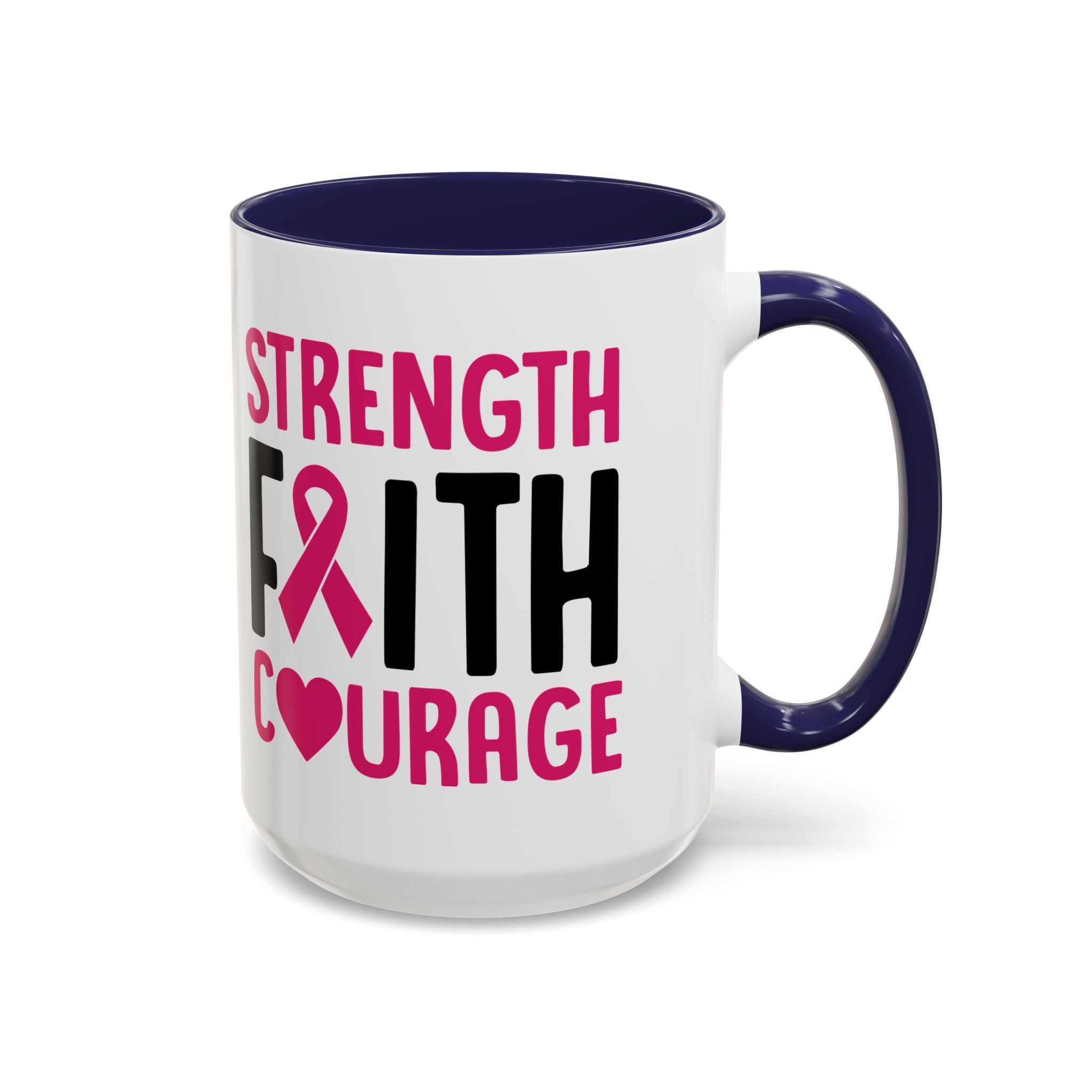 Inspirational Coffee Mug: Strength, Faith, Courage - Gift for Survivors, Awareness Events, Supportive Home Decor, Encouragement