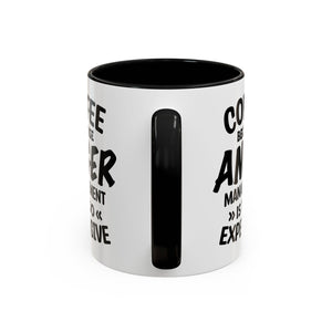Funny Anger Management Coffee Mug, Gift for Coffee Lovers, Stress Relief, Black Accent, Humorous Cup for Friends, Office Humor, Funny Gifts