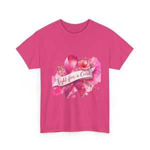 Fight for a Cure Unisex Heavy Cotton Tee | Breast Cancer Awareness Shirt, Support Tee, Gift for Her, Charity Fundraiser Tee, Pink Ribbon Tee