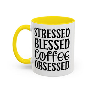 Stressed Blessed Coffee Obsessed Mug, Motivational Coffee Mug, Gift for Coffee Lovers, Funny Office Mug, Self-Care Gift Idea