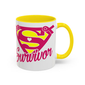 Survivor Mug 11oz & 15oz | Cancer Awareness, Motivational Gift, Empowerment, Superhero Theme, Unique Coffee Cup