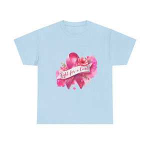 Fight for a Cure Unisex Heavy Cotton Tee | Breast Cancer Awareness Shirt, Support Tee, Gift for Her, Charity Fundraiser Tee, Pink Ribbon Tee
