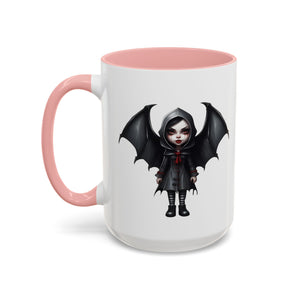 gothic vampire girl with wings horror art Accent Coffee Mug (11, 15oz) vamp14