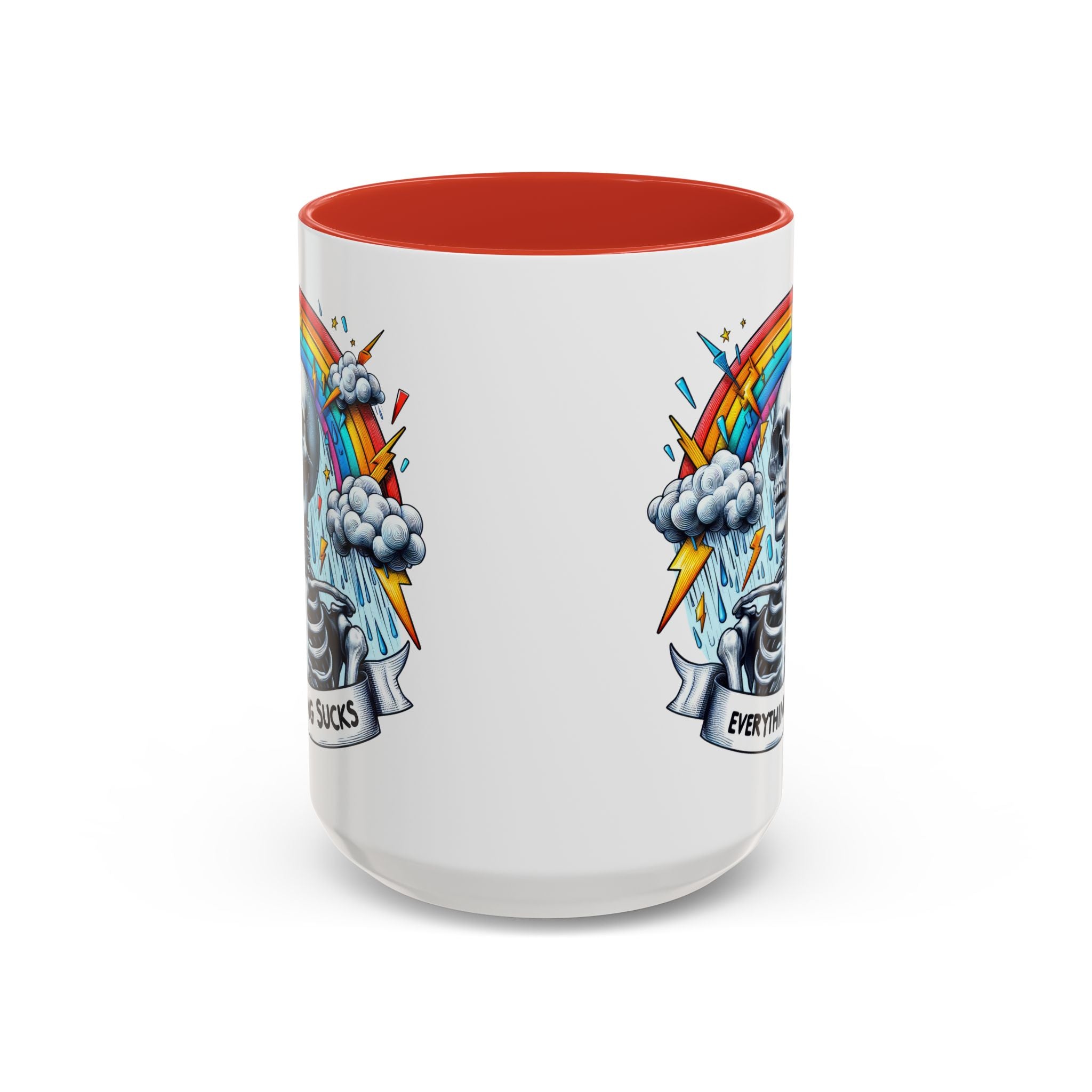 Everything Sucks Skeleton Coffee Mug | 11oz 15oz | Unique Gift for Coffee Lovers, Goth Home Décor, Quirky Humor Mug, Dark Aesthetic
