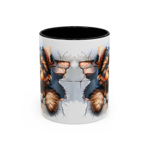 Cute Dog Peeking Coffee Mug, Pet Lover Gift, Yorkshire Terrier Mug, Animal Lover Coffee Cup, Dog-Themed Drinkware, Doggie Mug