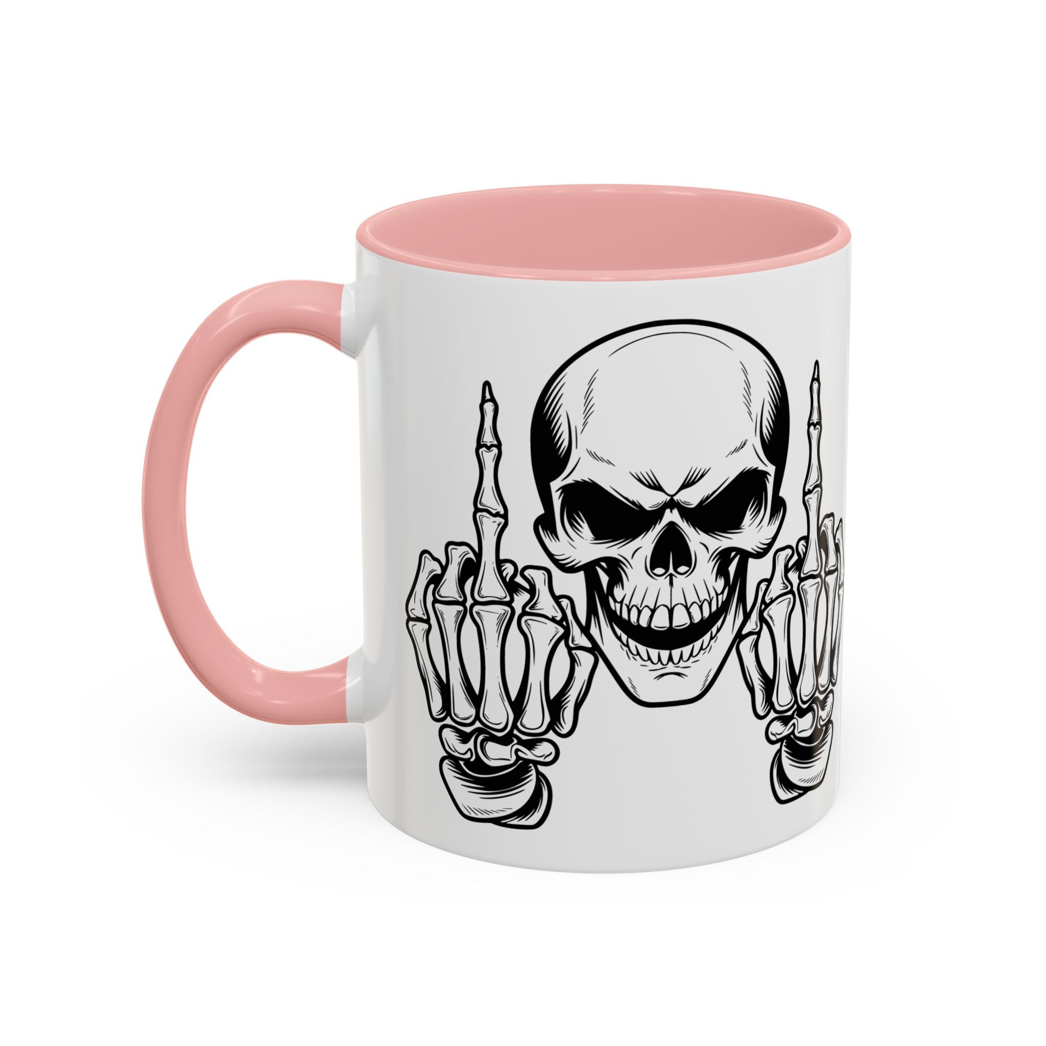 Skull Middle Finger Coffee Mug — Edgy Gothic Accent Mug (11/15oz)