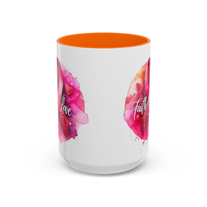 Inspirational Accent Coffee Mug with Pink Ribbon Design, Faith Hope Love Gift, Cancer Awareness Mug, Supportive Drinkware, Meaningful [...]