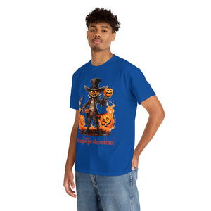 Halloween t shirt pumpkin western style shootout funny fall fun scary stocking stuffer for whole family  cotton tee