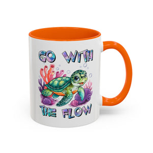 Ocean-Inspired Accent Coffee Mug - 'Go With The Flow' Design turtle