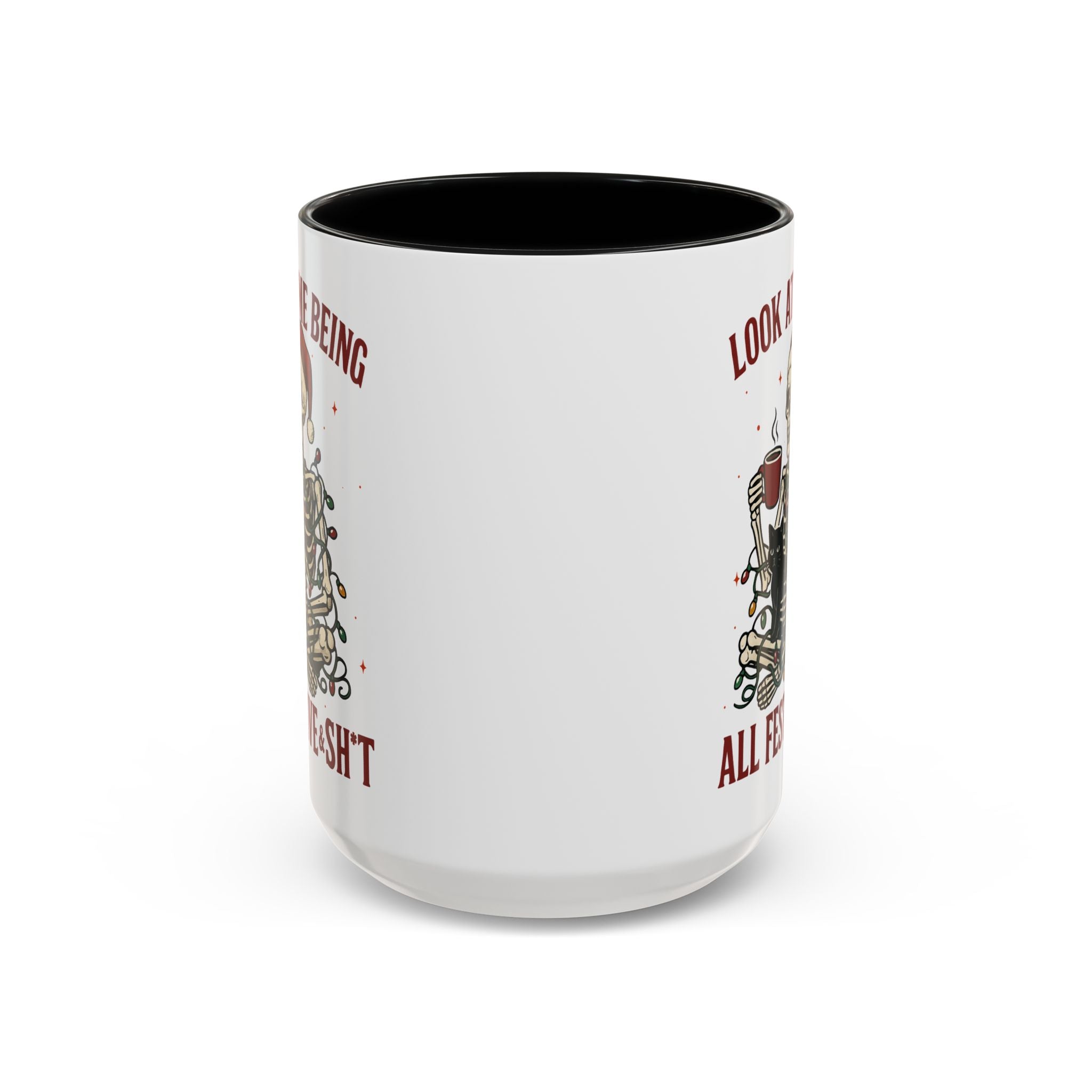 Festive Skeleton Christmas cheer winter Coffee Mug funny adult humor cup