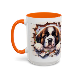 Cute Dog Breakthrough Accent Coffee Mug - Gift for Dog Lovers, Home Decor, Personalized Pet Mug, Puppy Lover's Kitchenware