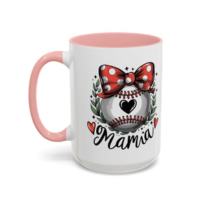 Mama's Accent Coffee Mug | Baseball & Heart Design | Gift for Mom, Mother's Day, Birthday, Coffee Lovers, Baseball Fans