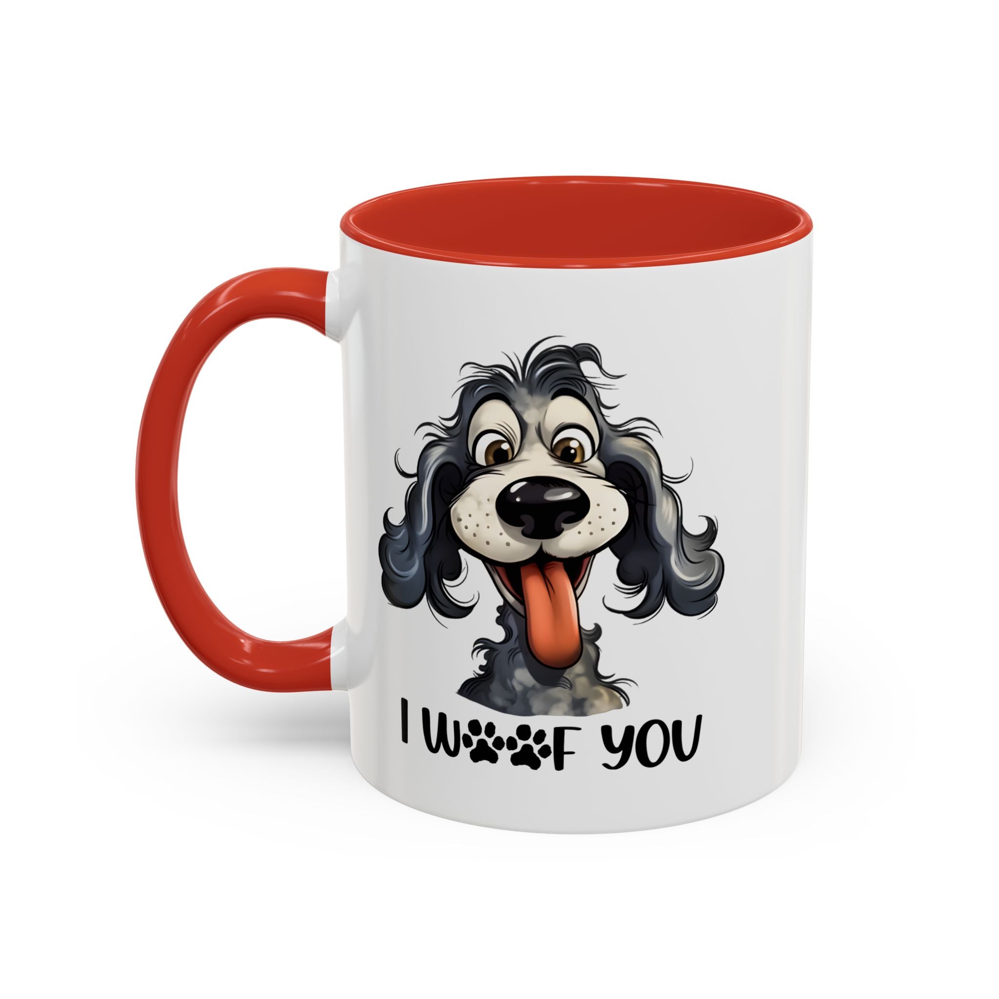 Dog Lover's Accent Coffee Mug - I Woof You, Pet Gift, Animal Lover Cup, Dog Mom Mug, Cute Dog Design, Fun Coffee Cup