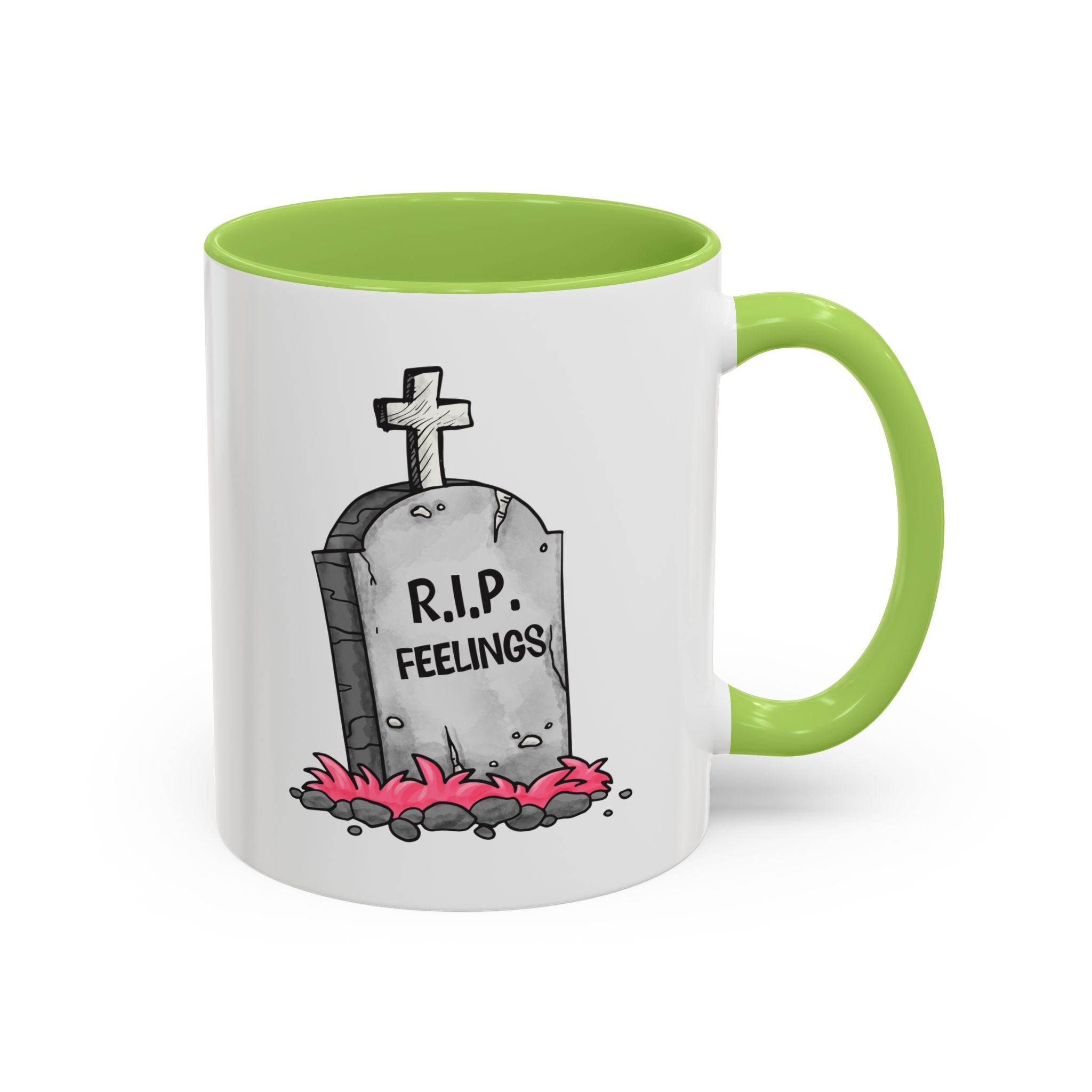 Coffee Mug — RIP Feelings Tombstone Accent Mug anti valentine