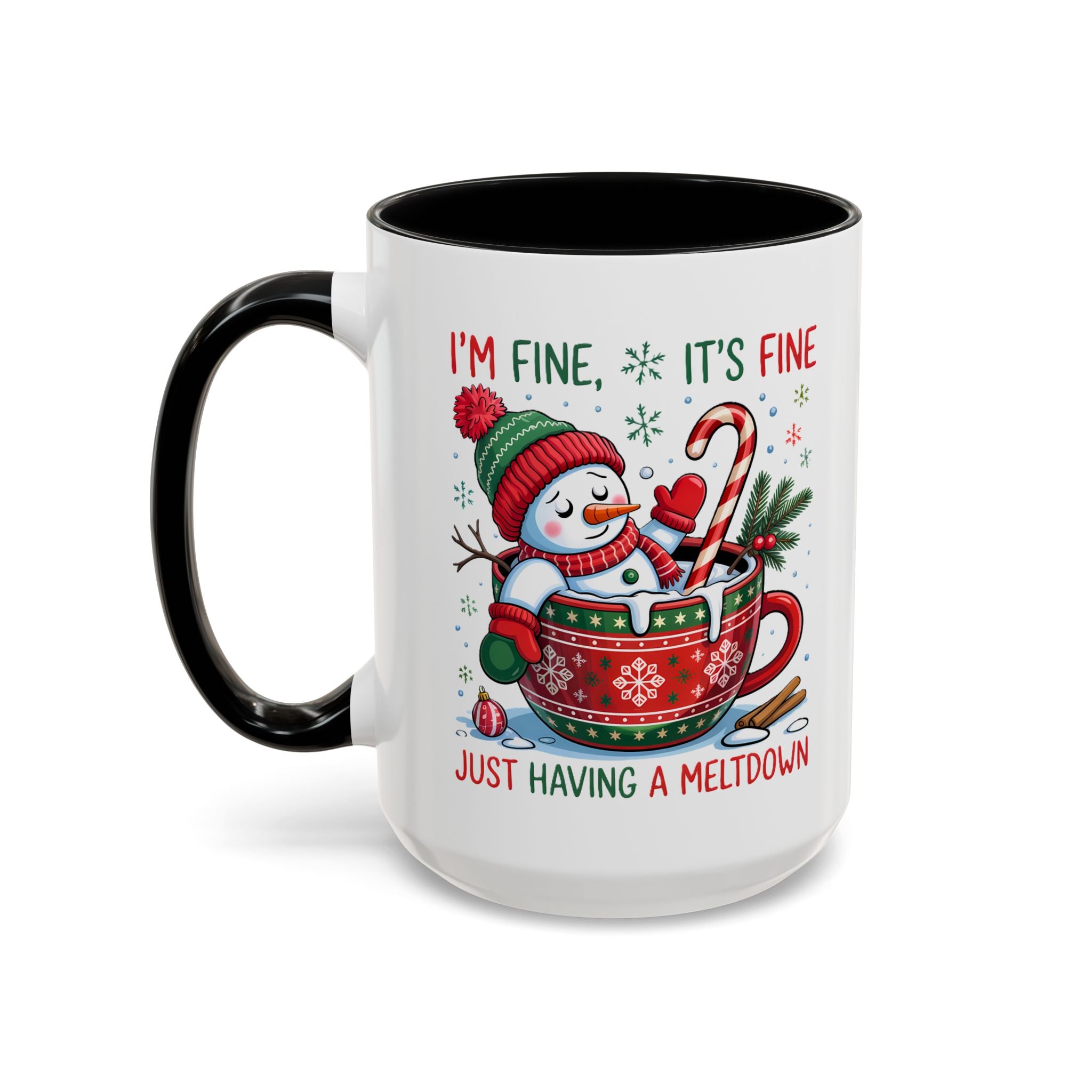 Festive Holiday Coffee Mug - "I'm Fine, It's Fine" Snowman Design sarcasm humor funny
