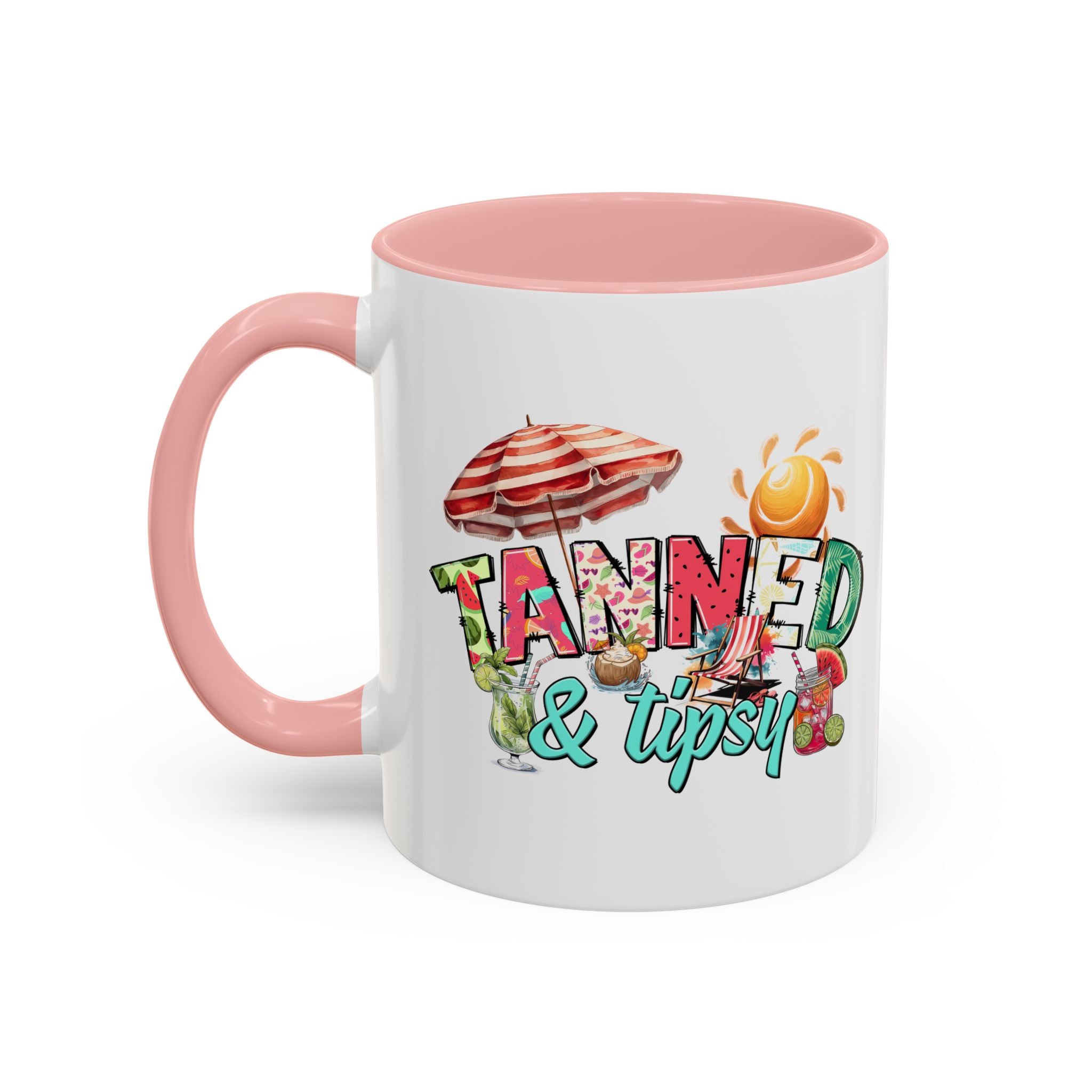 Tanned & Tipsy Accent Coffee Mug - Perfect for Summer Vibes & Beach Lovers party