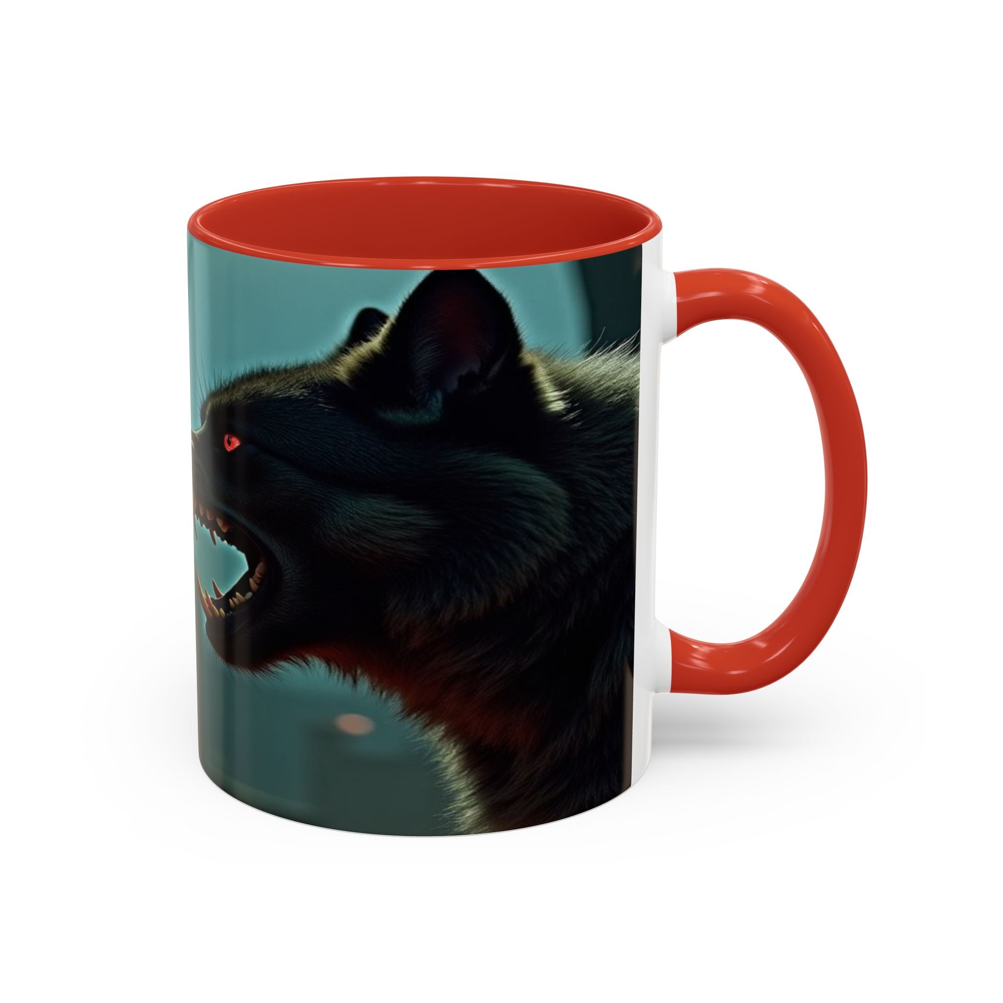 woman vampire and Fierce Werewolf Coffee Mug - 11 & 15oz Accent Mug for horror art lovers
