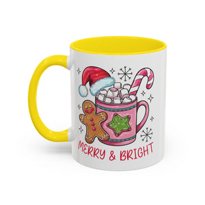 Festive Gingerbread Coffee Mug, Christmas Gift, Holiday Coffee Cup, Merry & Bright Mug, Winter Mug, Hot Chocolate Holder