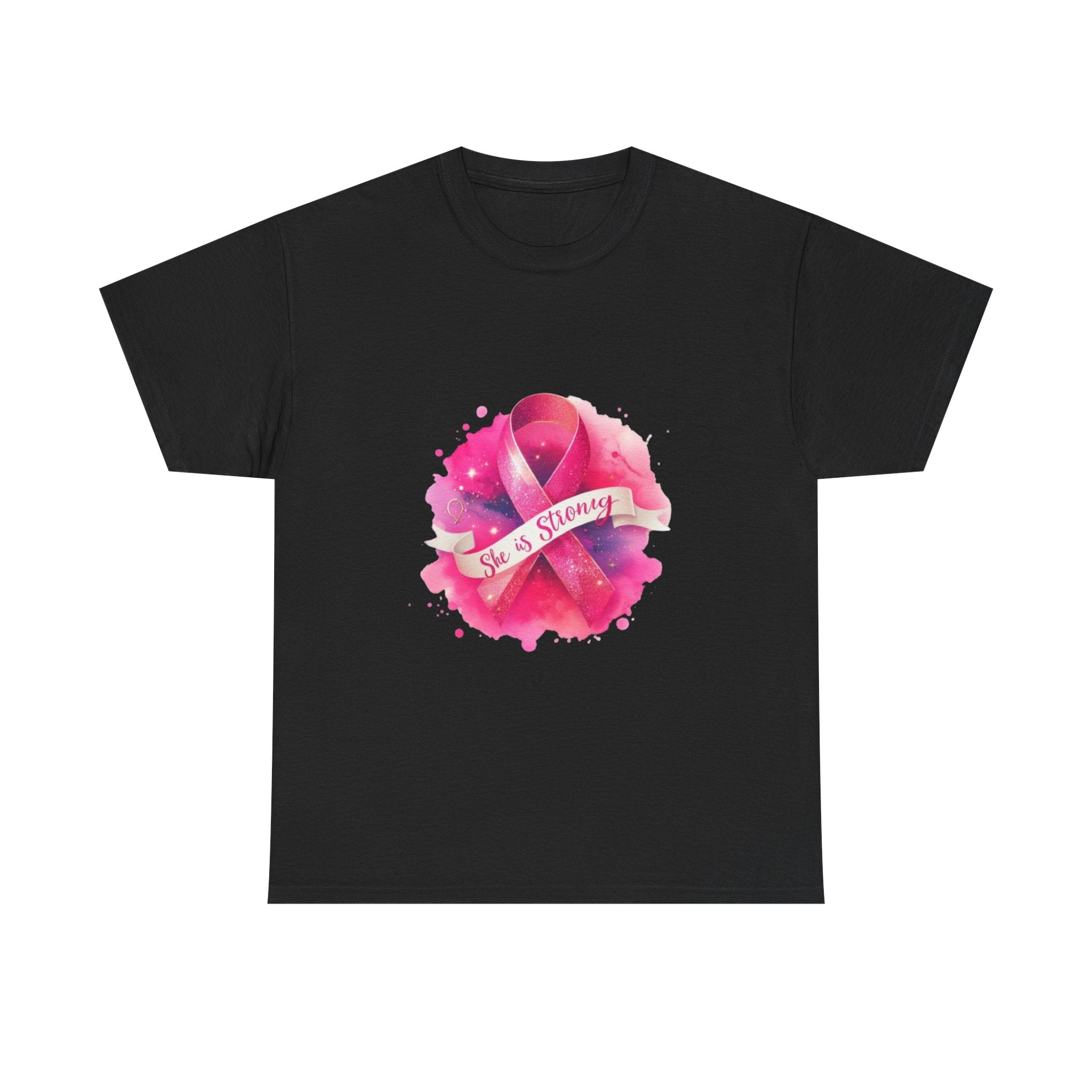 Empowering Cancer Awareness Tee - She is Strong, Support Shirt, Gift for Survivors, Pink Ribbon Apparel, Breast Cancer Awareness