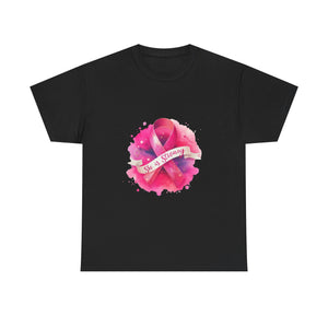 Empowering Cancer Awareness Tee - She is Strong, Support Shirt, Gift for Survivors, Pink Ribbon Apparel, Breast Cancer Awareness