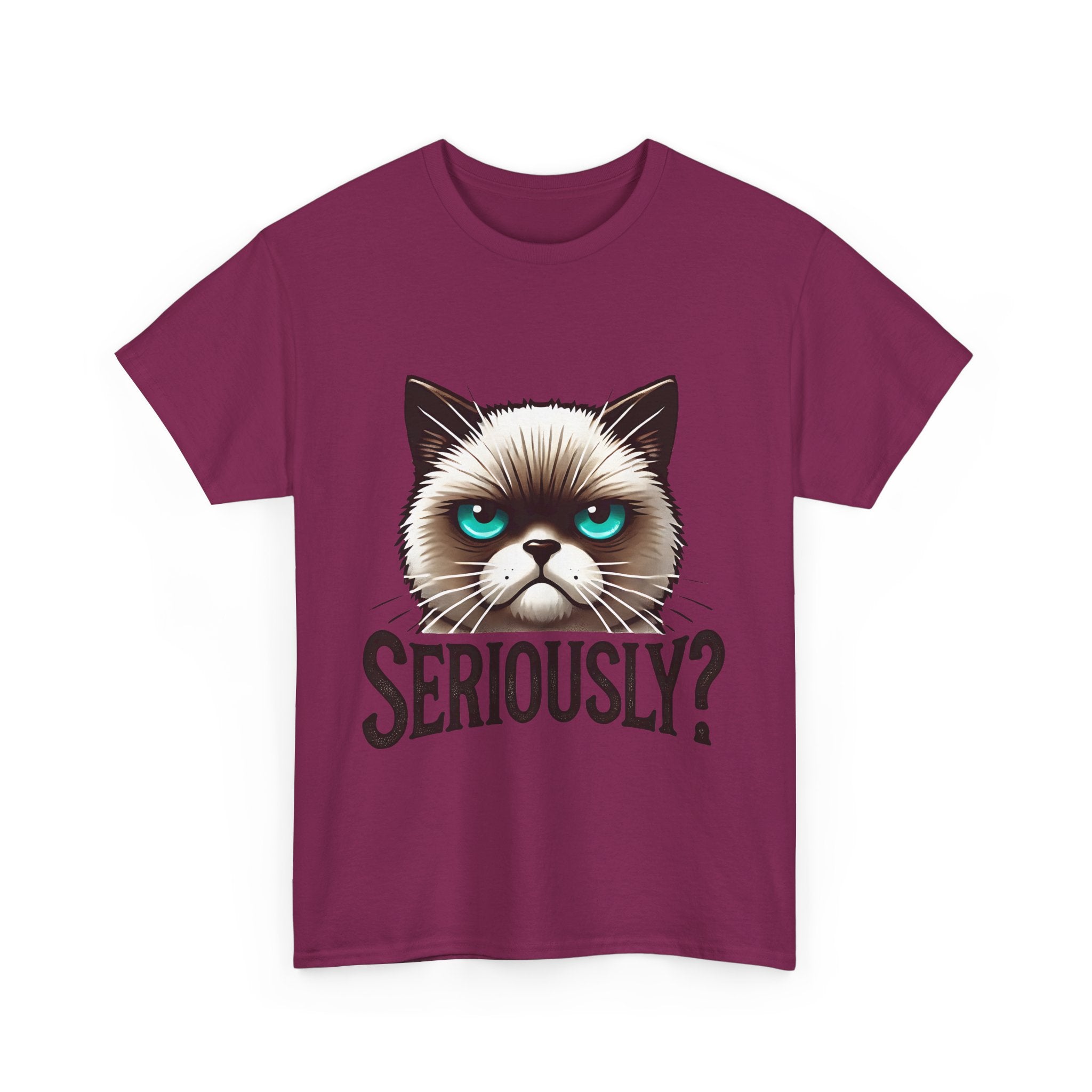 Funny Cat Graphic Tee - 'Seriously?' Unisex Heavy Cotton Shirt