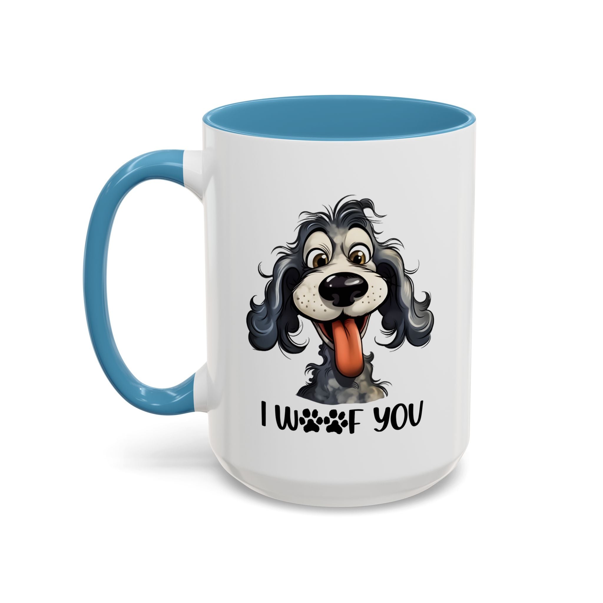Dog Lover's Accent Coffee Mug - I Woof You, Pet Gift, Animal Lover Cup, Dog Mom Mug, Cute Dog Design, Fun Coffee Cup