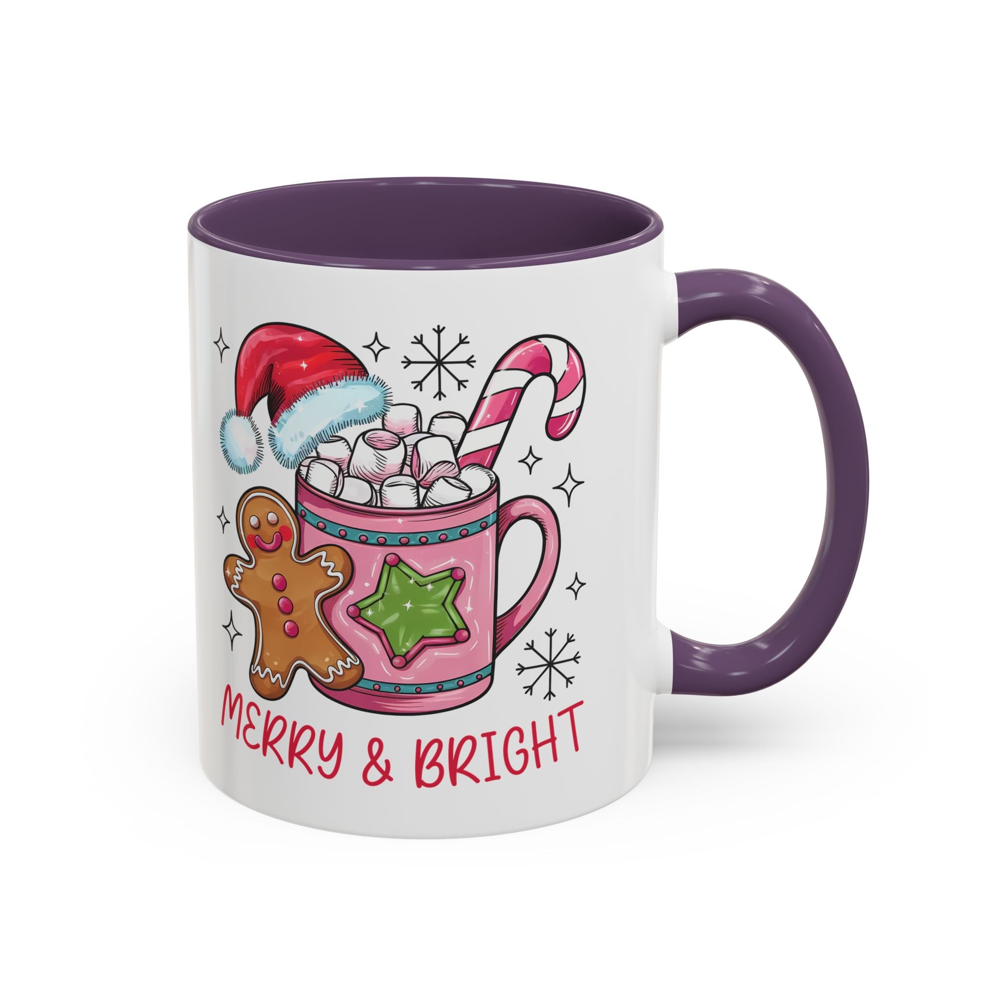 Festive Gingerbread Coffee Mug, Christmas Gift, Holiday Coffee Cup, Merry & Bright Mug, Winter Mug, Hot Chocolate Holder