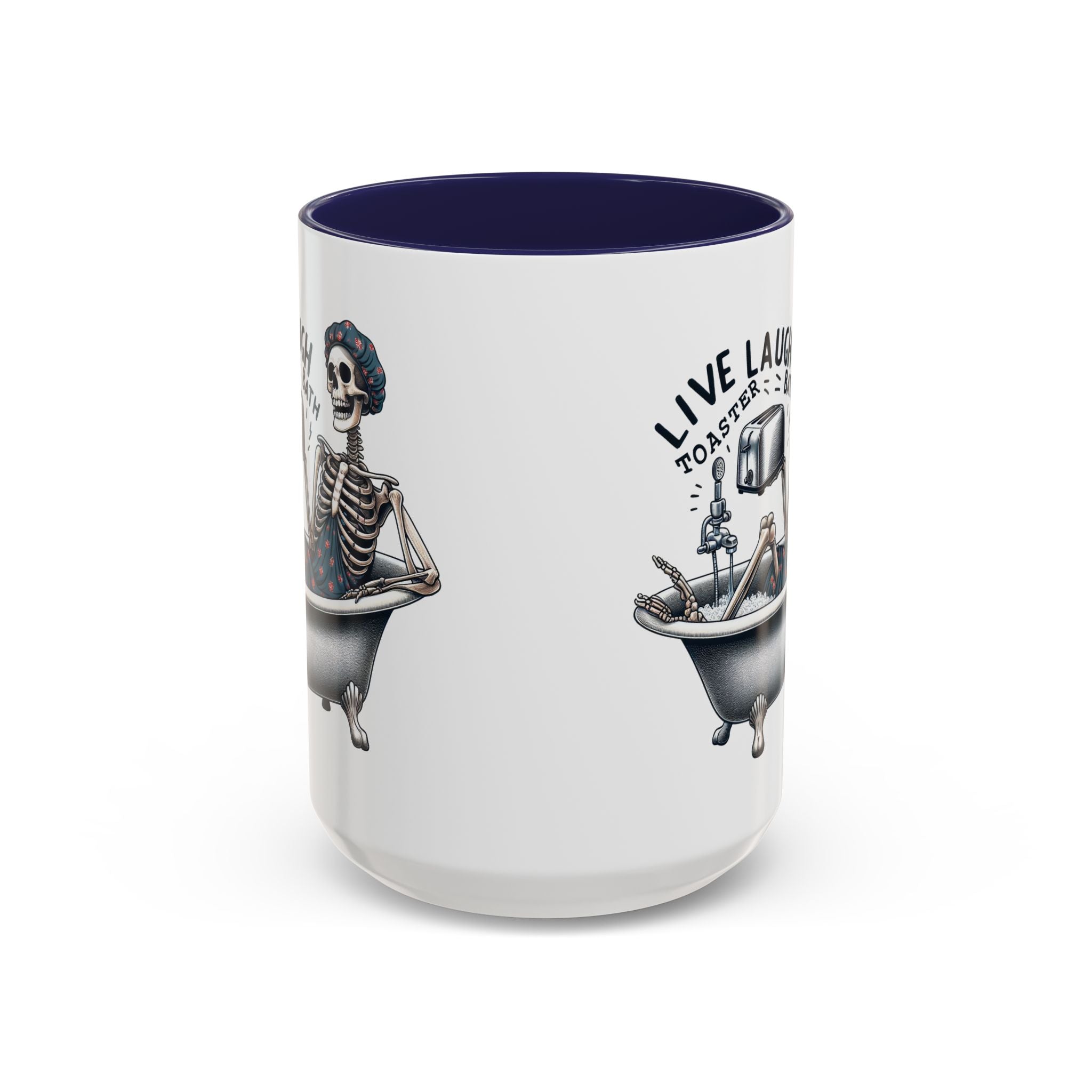 Skeleton Bath Time Coffee Mug, Live Laugh Roast & Relax Skeleton Mug, Funny Gift for Halloween, Quirky Kitchen Decor, Unique Coffee Cup