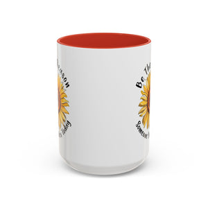 Sunflower Smile Accent Coffee Mug - Cheerful Gift for Friends, Inspirational Mug, 11oz/15oz, Daily Motivation, Brighten Someone's Day