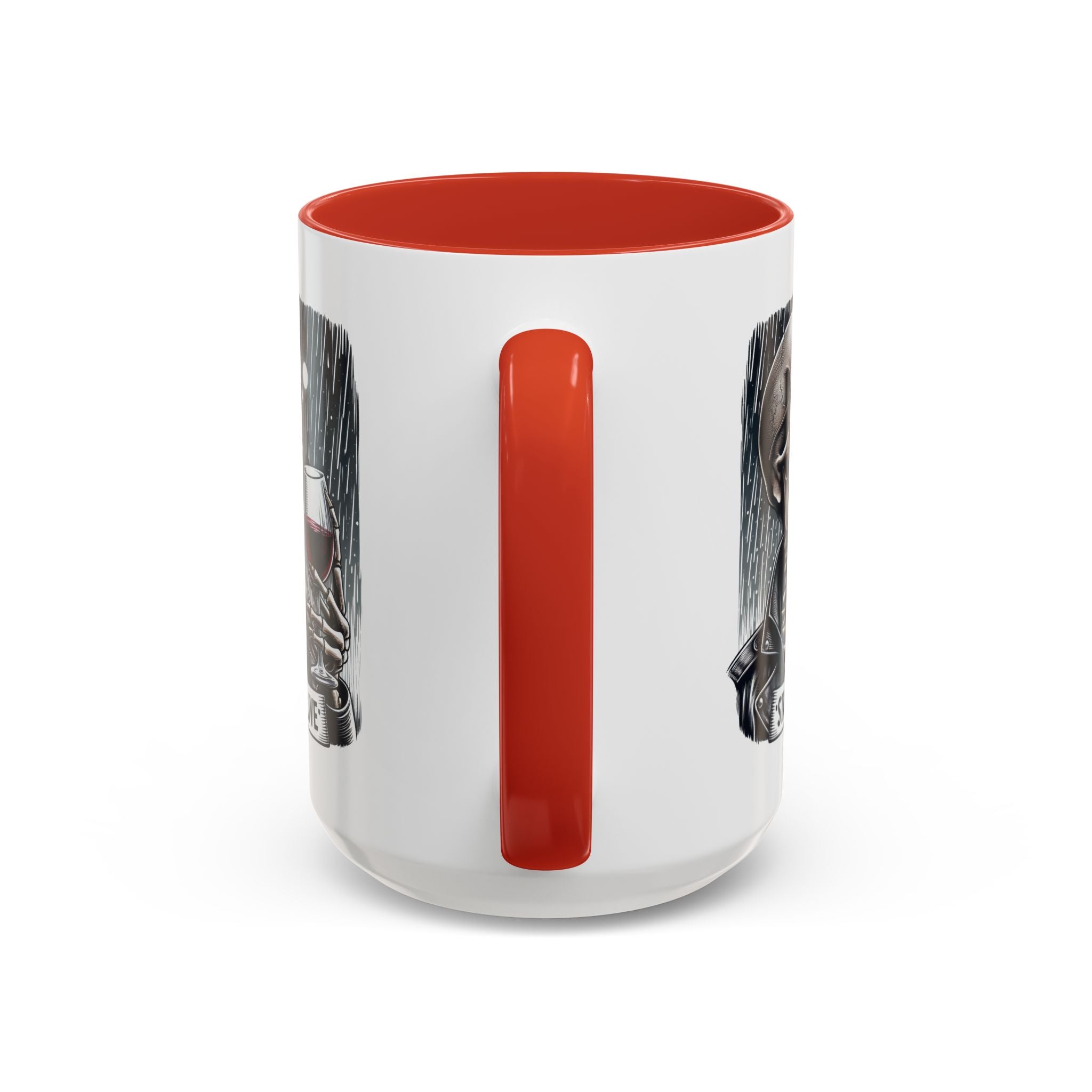 Stylish Skull Coffee Mug, Gothic Drinkware, Staying Alive Gift for Halloween, Funny Office Mug, Alternative Drinkware