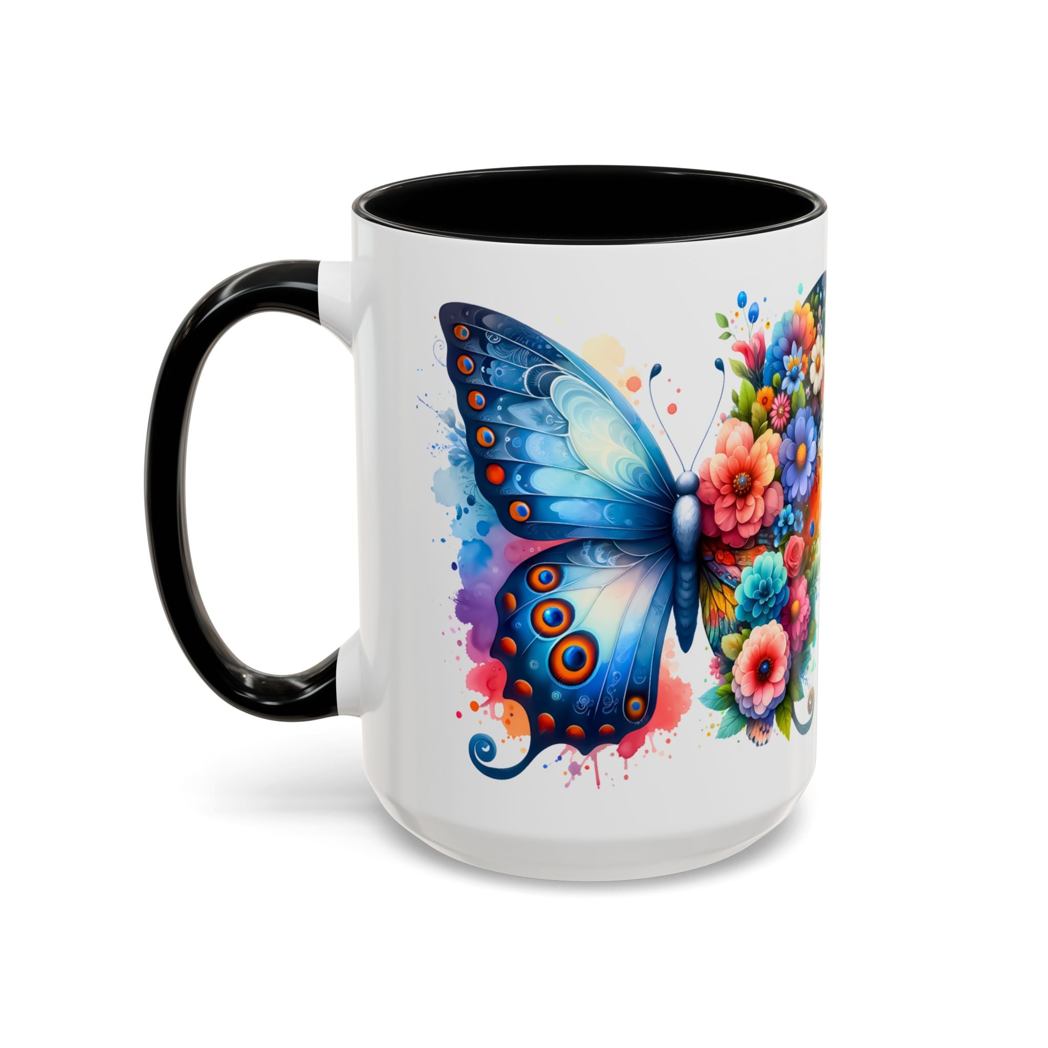 Colorful Floral Butterfly Accent Coffee Mug – Vibrant Artistic 11/15oz nature lover