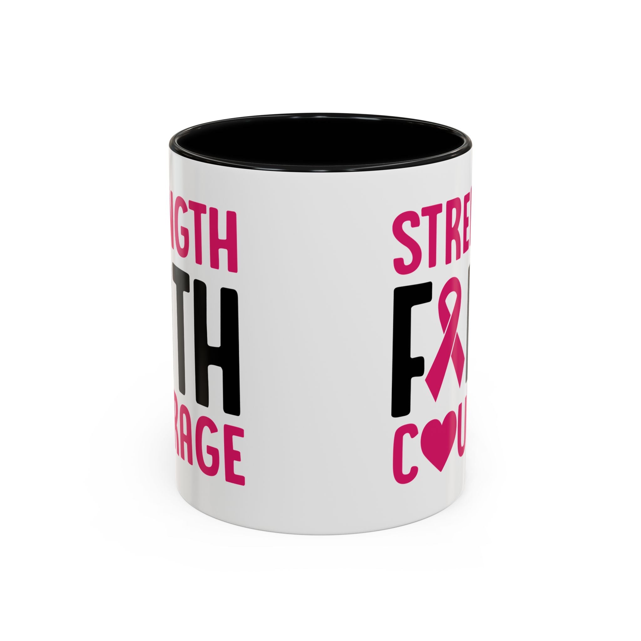 Inspirational Coffee Mug: Strength, Faith, Courage - Gift for Survivors, Awareness Events, Supportive Home Decor, Encouragement