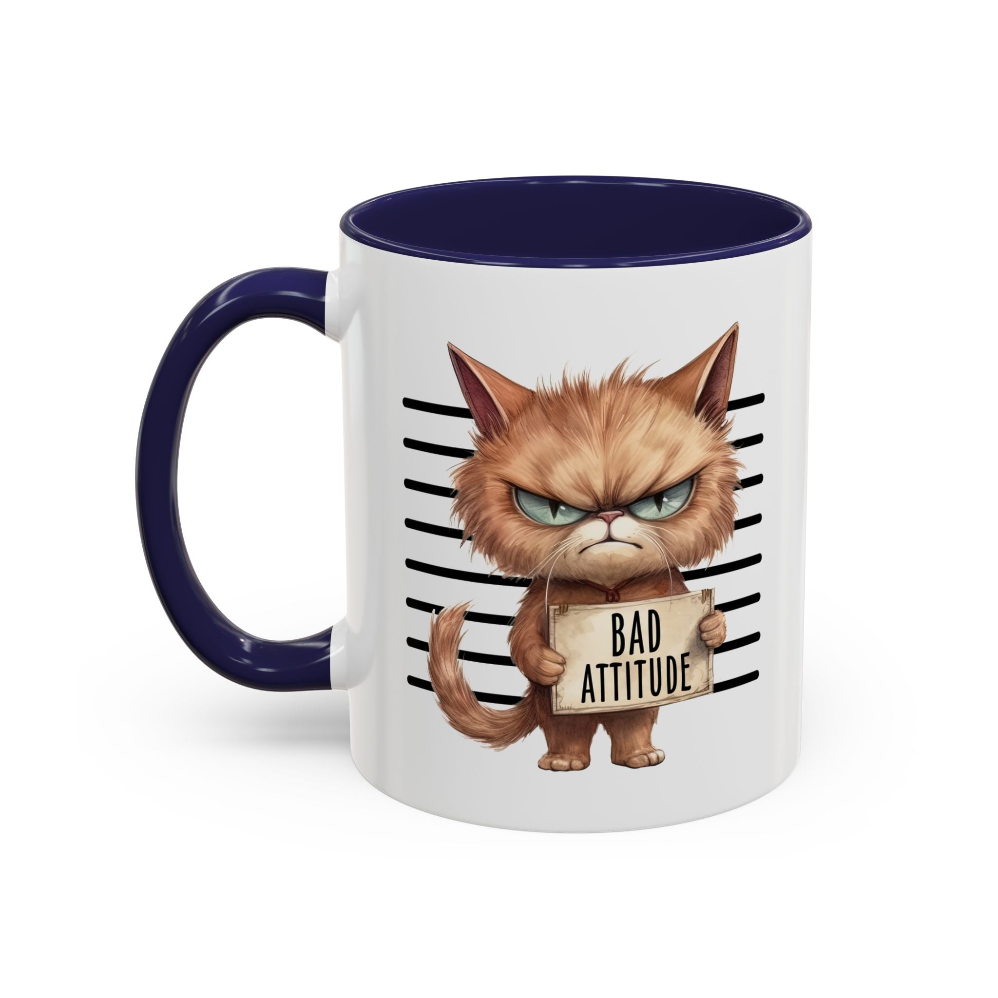 Funny cat bad attitude Accent Coffee Mug, 11oz animal lover gift