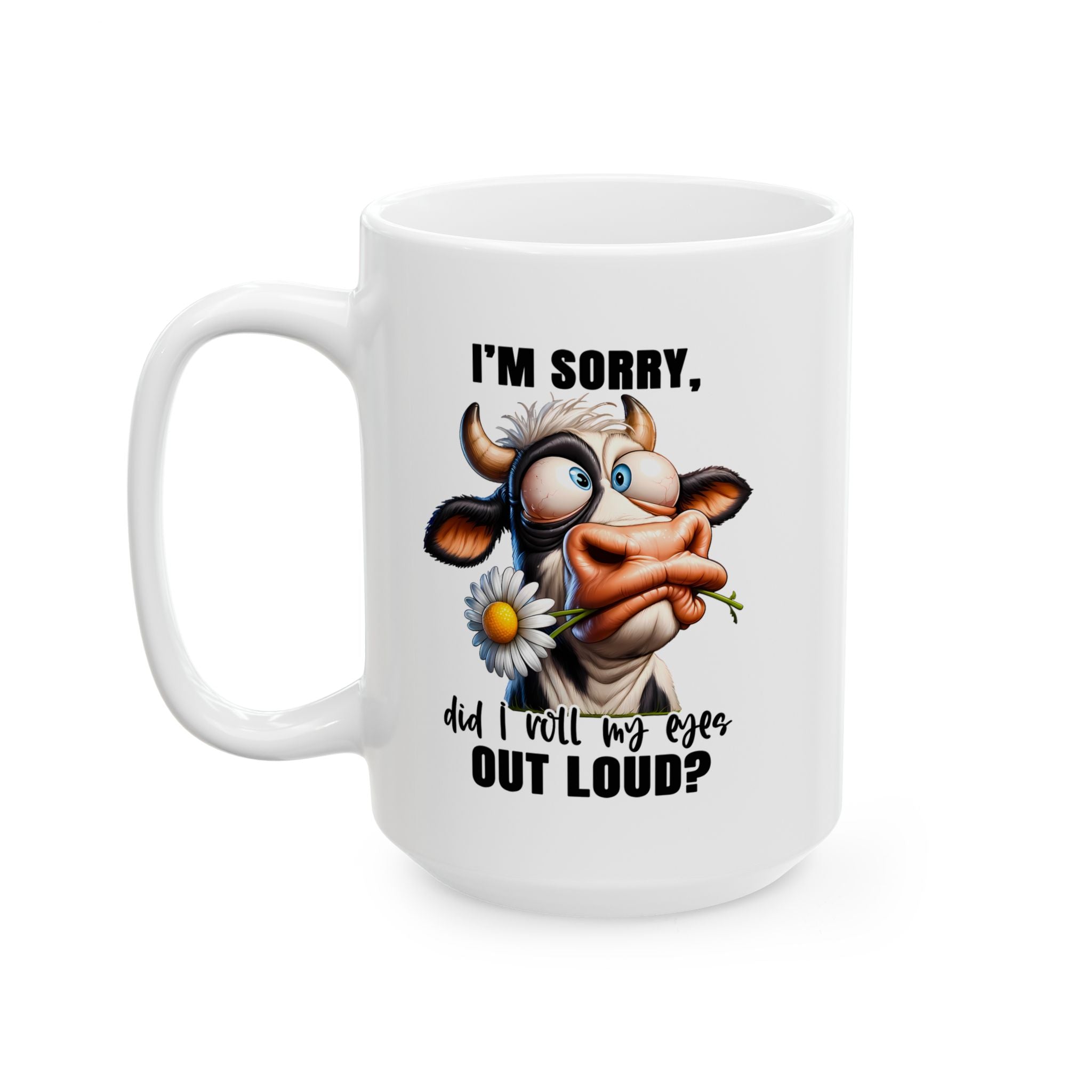 Funny Cow eye rolling sarcasm coffee  Mug | Cute Gift  Cow Print Coffee Cup | Unique Kitchen Decor | Humorous Gift for Birthdays