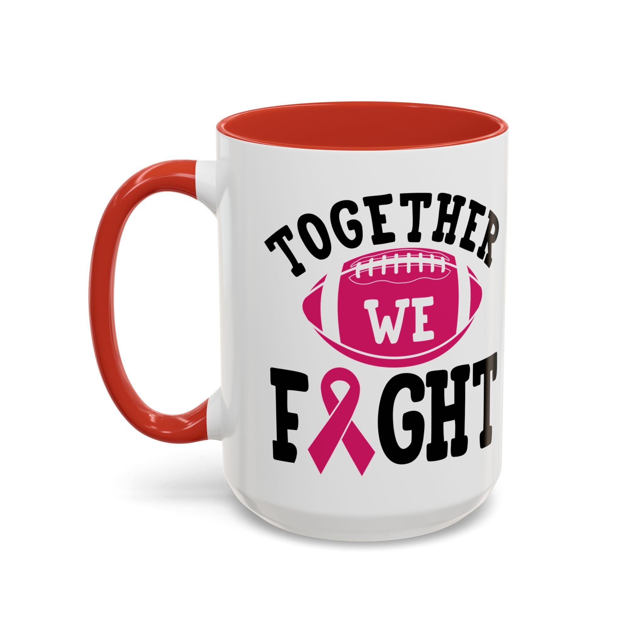 Together We Fight Pink Ribbon Coffee Mug, Support Breast Cancer Awareness, Gift for Survivors, Football Lovers, Empowerment