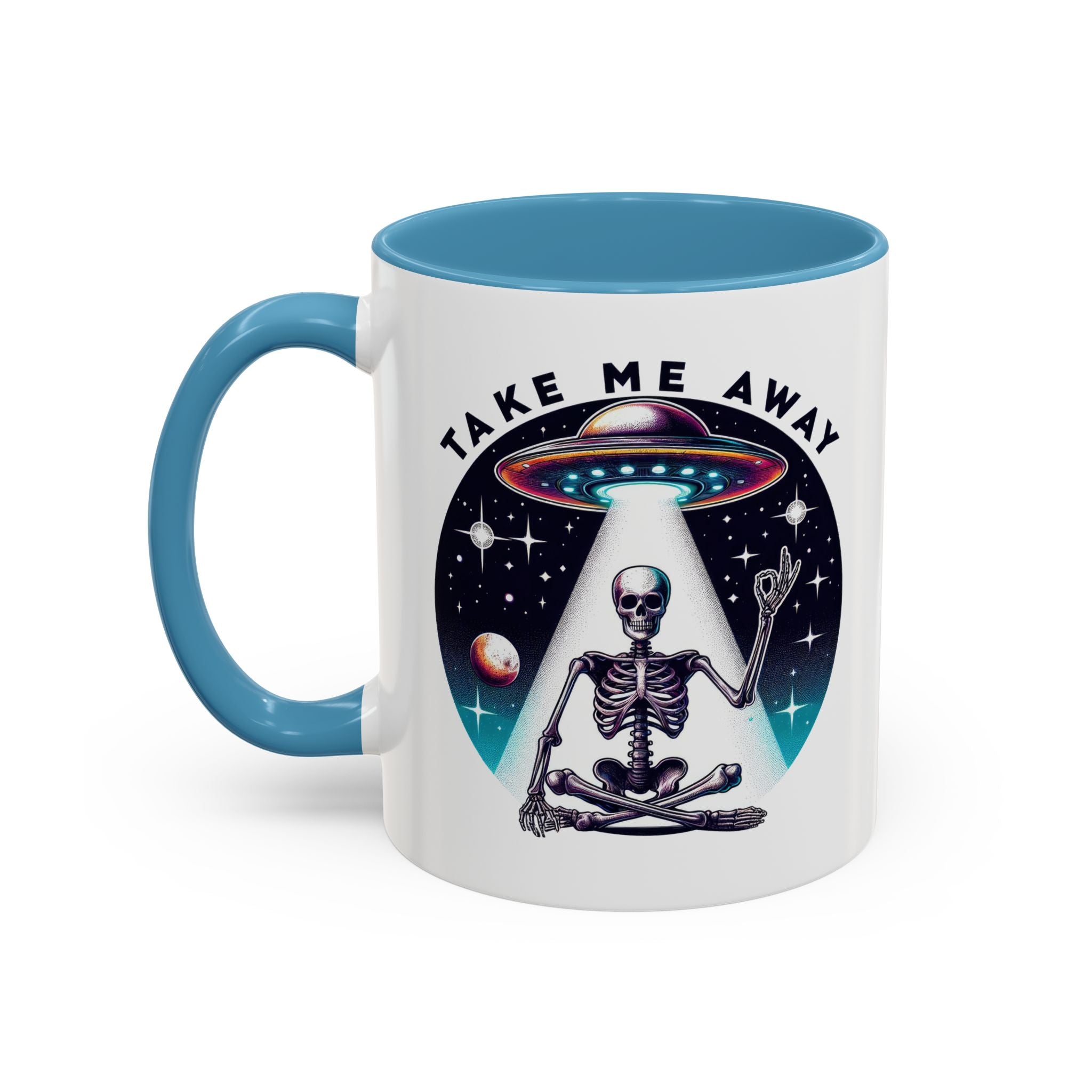 Galactic Skeleton Coffee Mug, Take Me Away Mug, Space-Themed Mug, Unique Gift for alien Lovers, Sci-Fi Cafe Mug