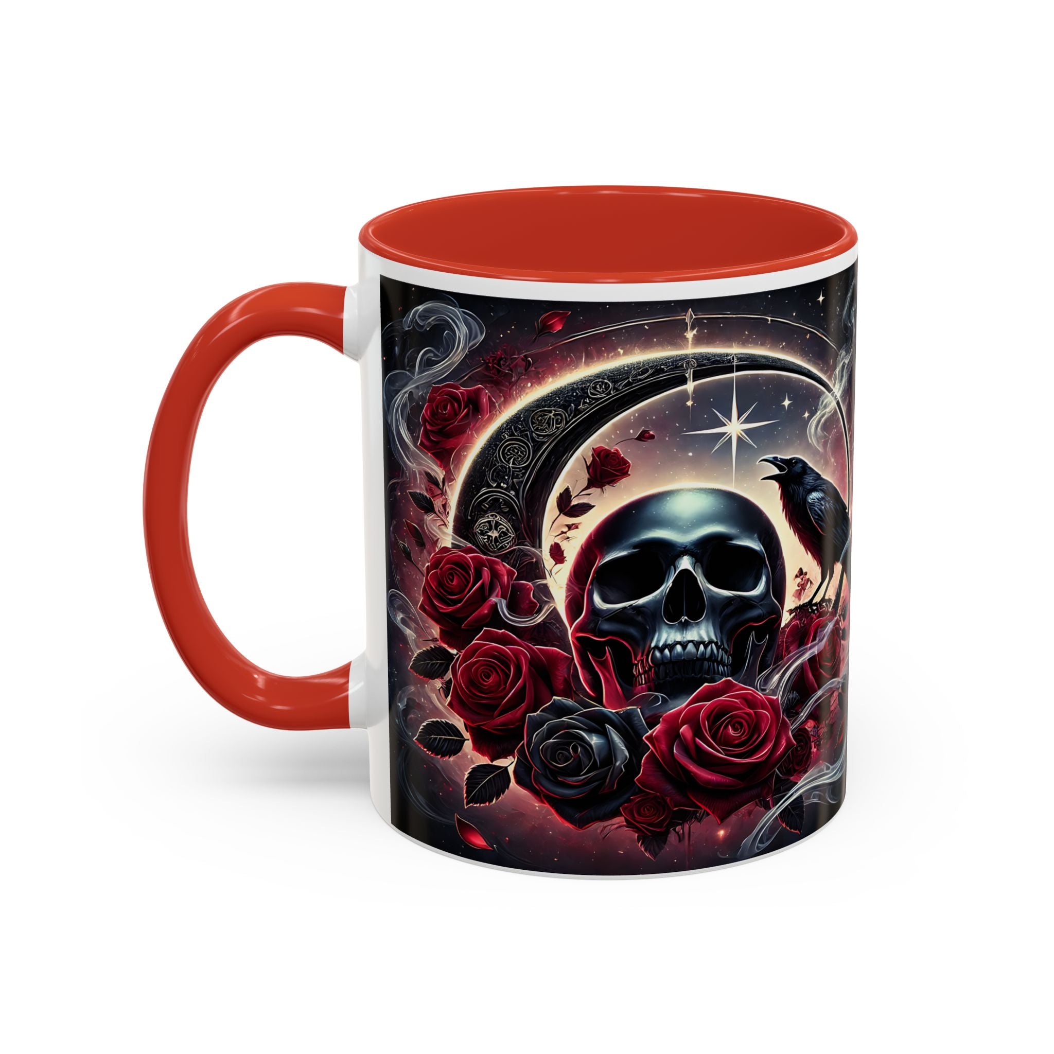 Skull & Raven Accent Coffee Mug — Gothic Roses 11/15oz
