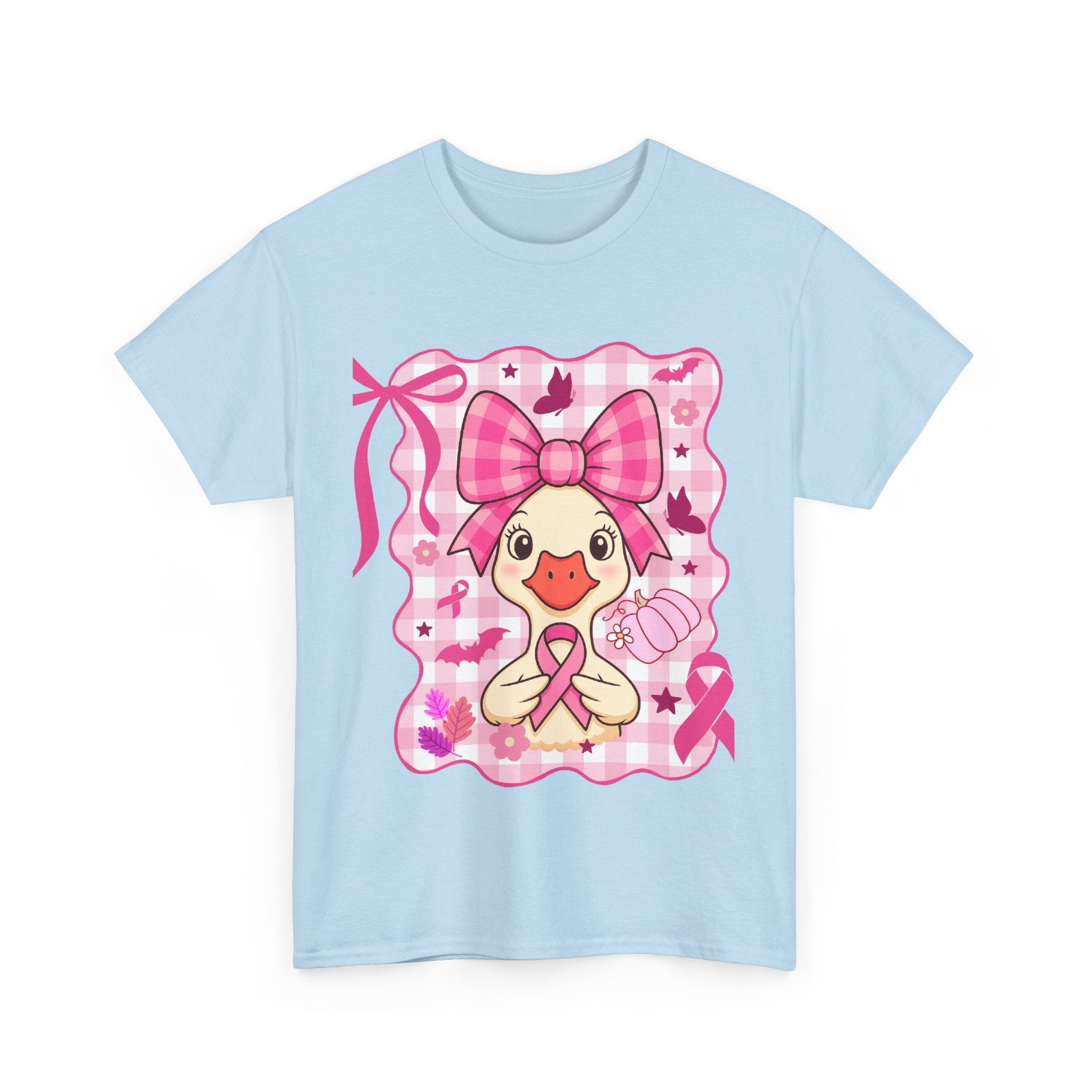 Cute Pink Ribbon Duck Tee, Breast Cancer Awareness Shirt, Funny Unisex Cotton T-Shirt, Gift for Her, Cute Animal Apparel