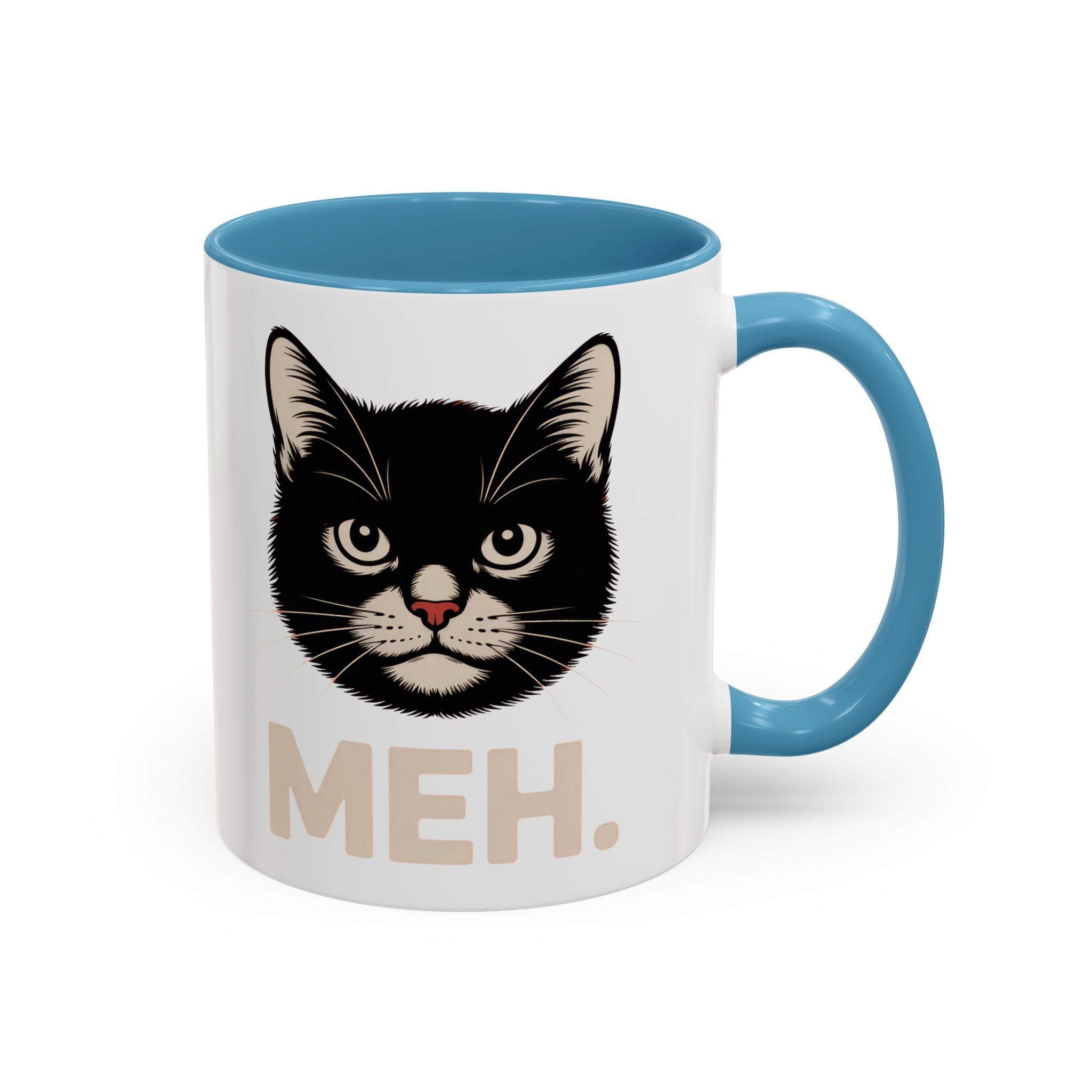 Tuxedo Cat 'MEH.' Accent Coffee Mug — Funny Cat Lover Ceramic Mug