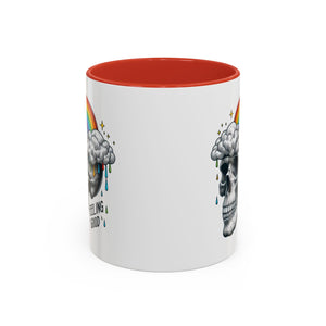 Skull Rainbow Coffee Mug, Unique Gift for Coffee Lovers, Halloween Decor, Daily Motivation Mug, Fun Skull Design