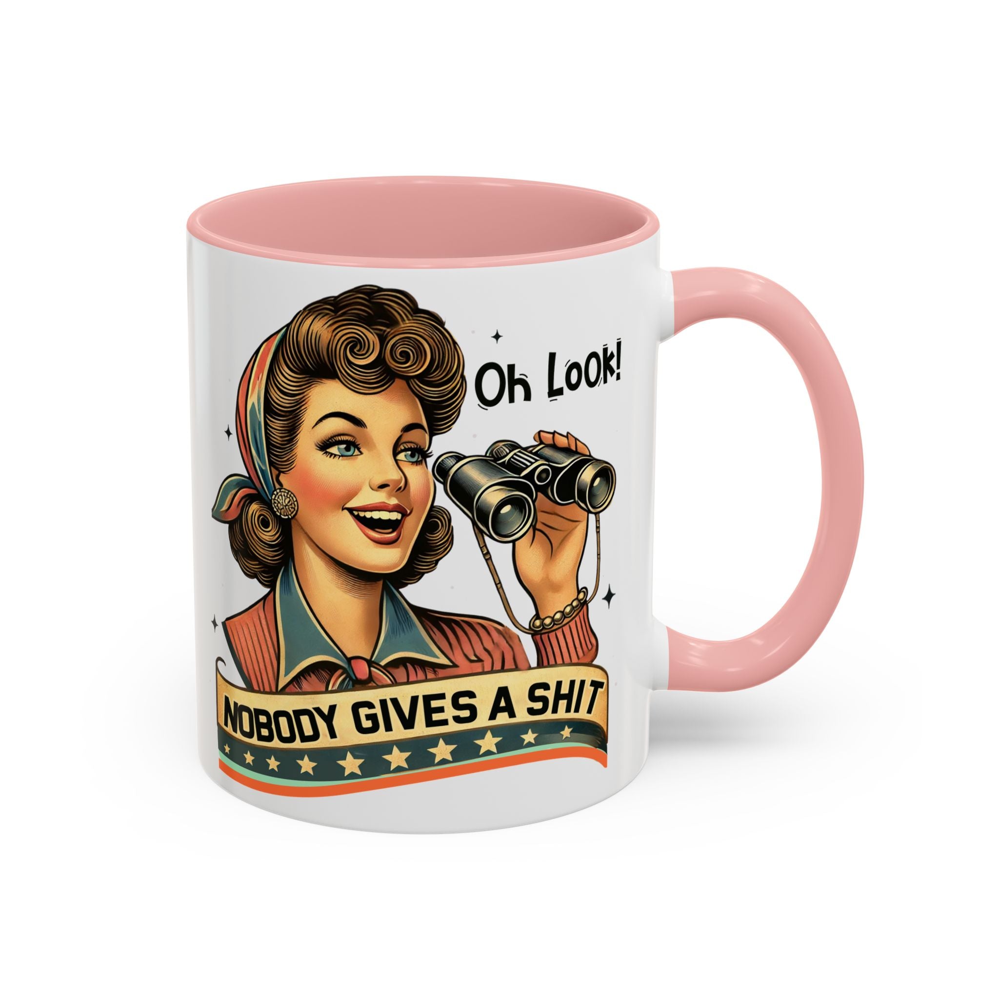 Nobody Gives a Shit Retro Coffee Mug — Funny Vintage Pin-Up Accent Mug (11/15oz)