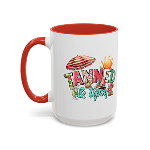 Tanned & Tipsy Accent Coffee Mug - Perfect for Summer Vibes & Beach Lovers party
